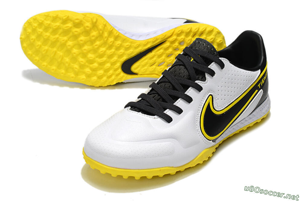 Men's Nike React Tiempo Legend 9 Pro TF Football Shoes - White/Black/Yellow 3