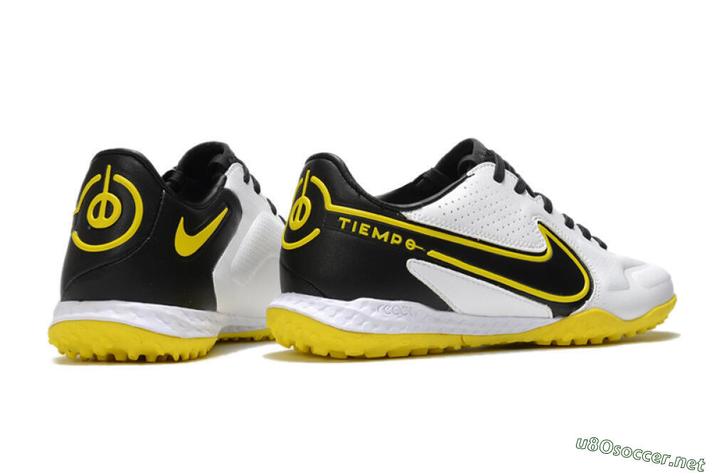 Men's Nike React Tiempo Legend 9 Pro TF Football Shoes - White/Black/Yellow 6