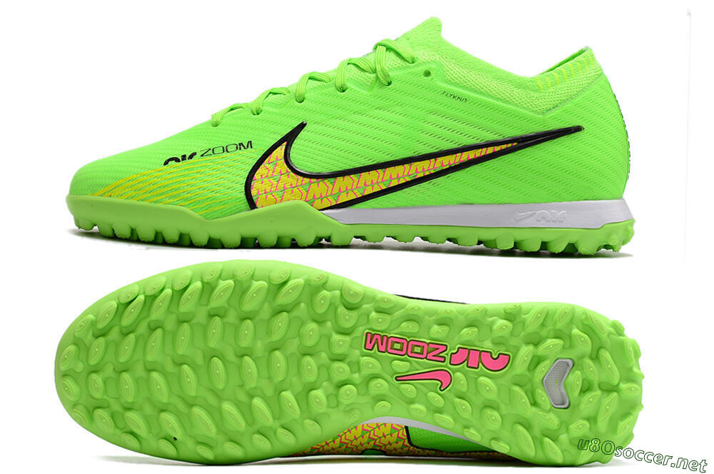 Men's Nike Air Zoom Mercurial Vapor 15 Elite TF Football Shoes - Green/Yellow/Pink 1