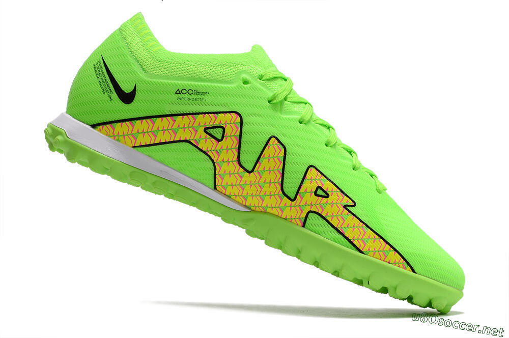 Men's Nike Air Zoom Mercurial Vapor 15 Elite TF Football Shoes - Green/Yellow/Pink 4