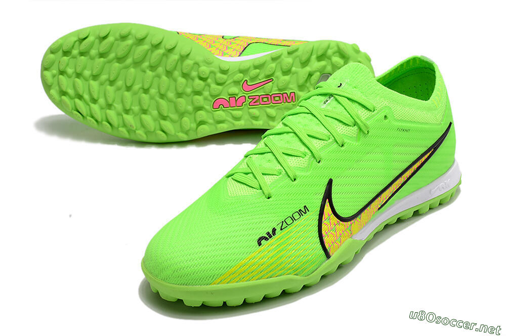 Men's Nike Air Zoom Mercurial Vapor 15 Elite TF Football Shoes - Green/Yellow/Pink 3