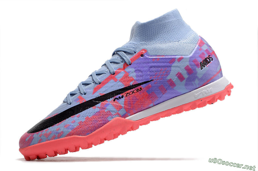 Men's Nike Air Zoom Mercurial Superfly 9 Elite TF Football Shoes - Blue/Purple/Red 5