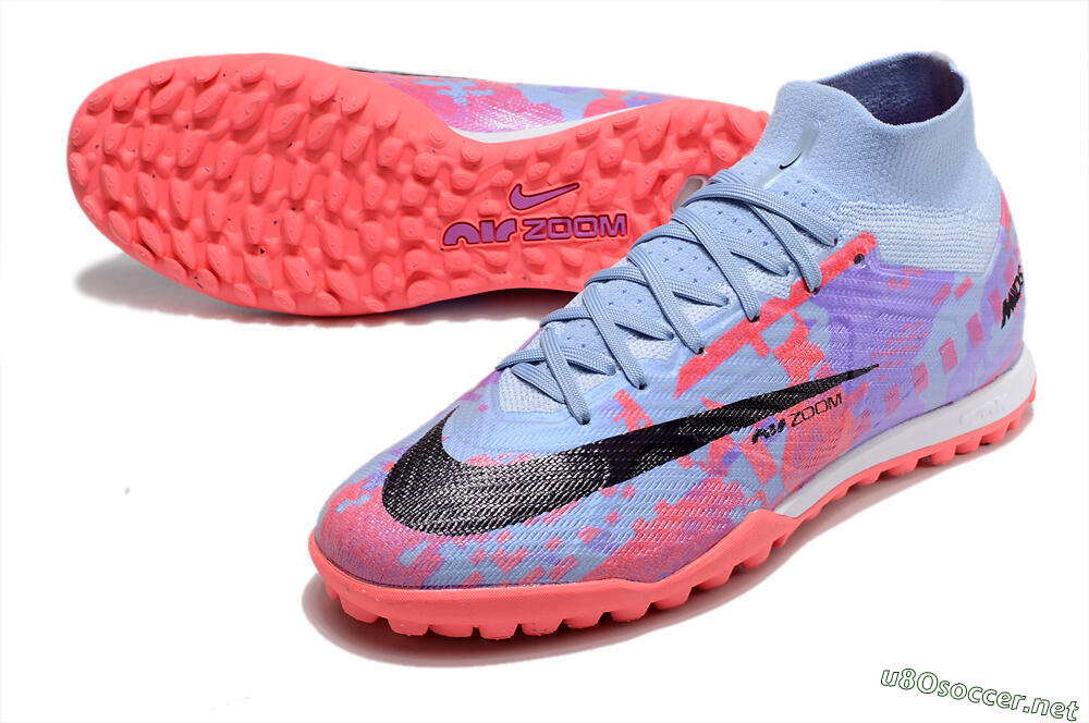 Men's Nike Air Zoom Mercurial Superfly 9 Elite TF Football Shoes - Blue/Purple/Red 3