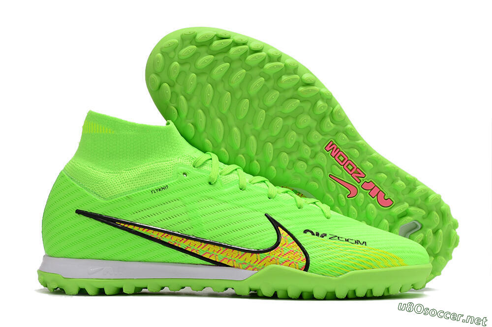 Men's Nike Air Zoom Mercurial Superfly 9 Elite TF Football Shoes - Green/Yellow/Pink 2