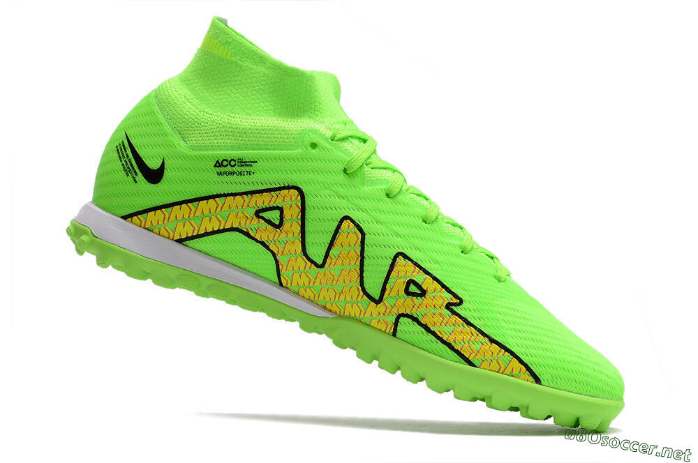 Men's Nike Air Zoom Mercurial Superfly 9 Elite TF Football Shoes - Green/Yellow/Pink 4