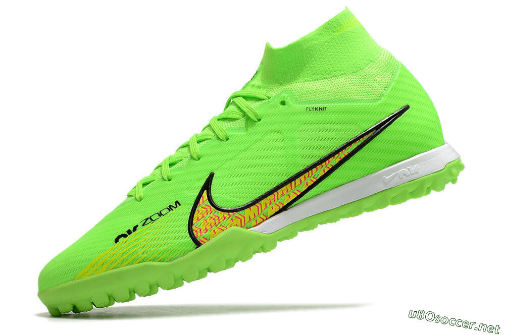 Men's Nike Air Zoom Mercurial Superfly 9 Elite TF Football Shoes - Green/Yellow/Pink 5