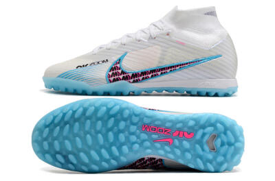 Men's Nike Air Zoom Mercurial Superfly 9 Elite TF Football Shoes - White/Blue/Pink