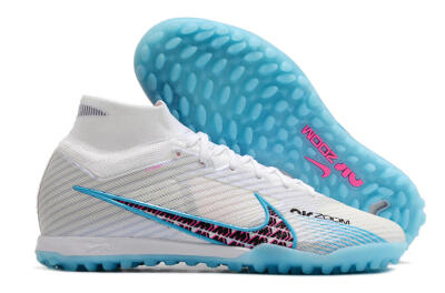 Men's Nike Air Zoom Mercurial Superfly 9 Elite TF Football Shoes - White/Blue/Pink