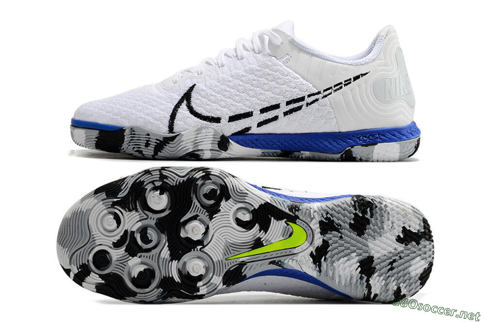 Men's Nike Reactgato IC Football Shoes - White/Black/Blue 1