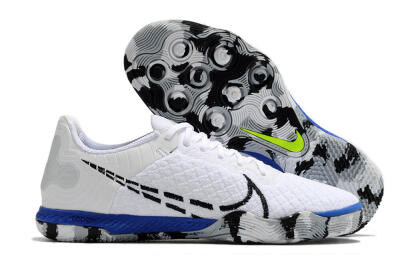 Men's Nike Reactgato IC Football Shoes - White/Black/Blue