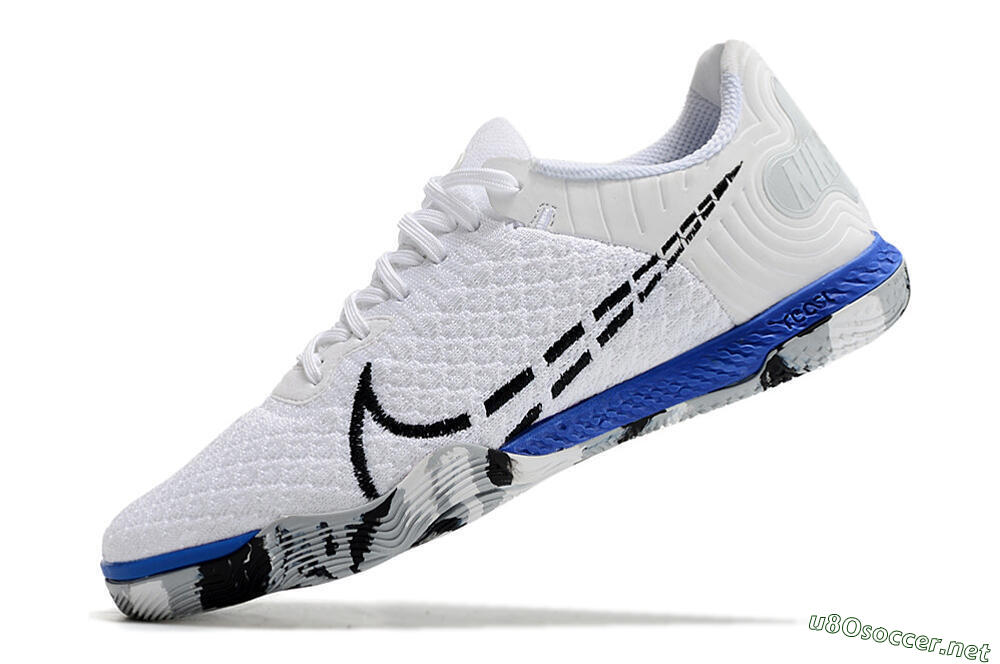 Men's Nike Reactgato IC Football Shoes - White/Black/Blue 5