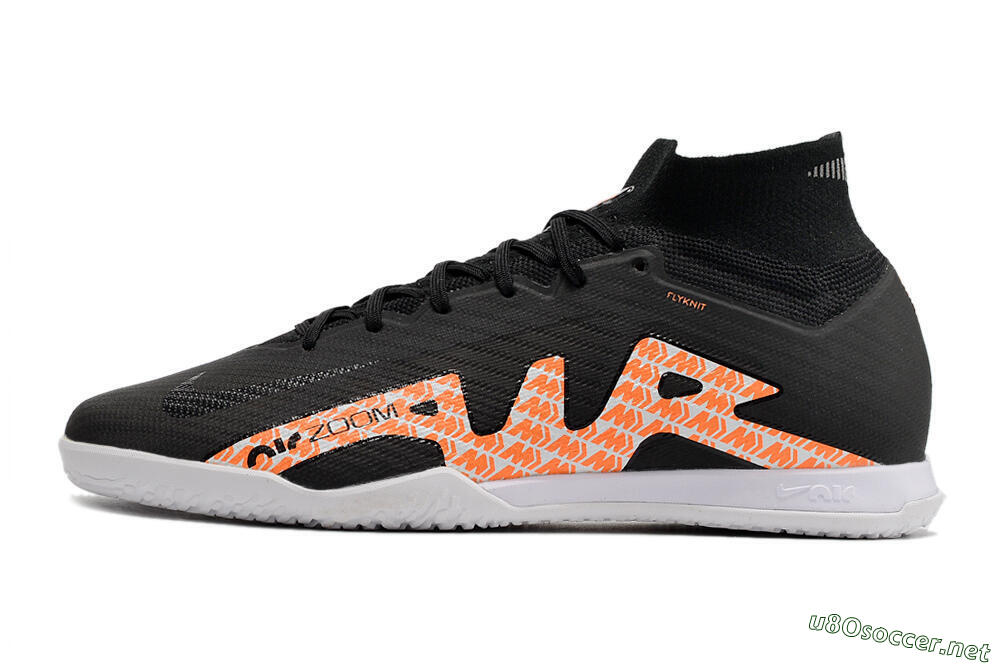 Men's Nike Air Zoom Mercurial Superfly 9 Elite IC Football Shoes - Black/White/Orange 0
