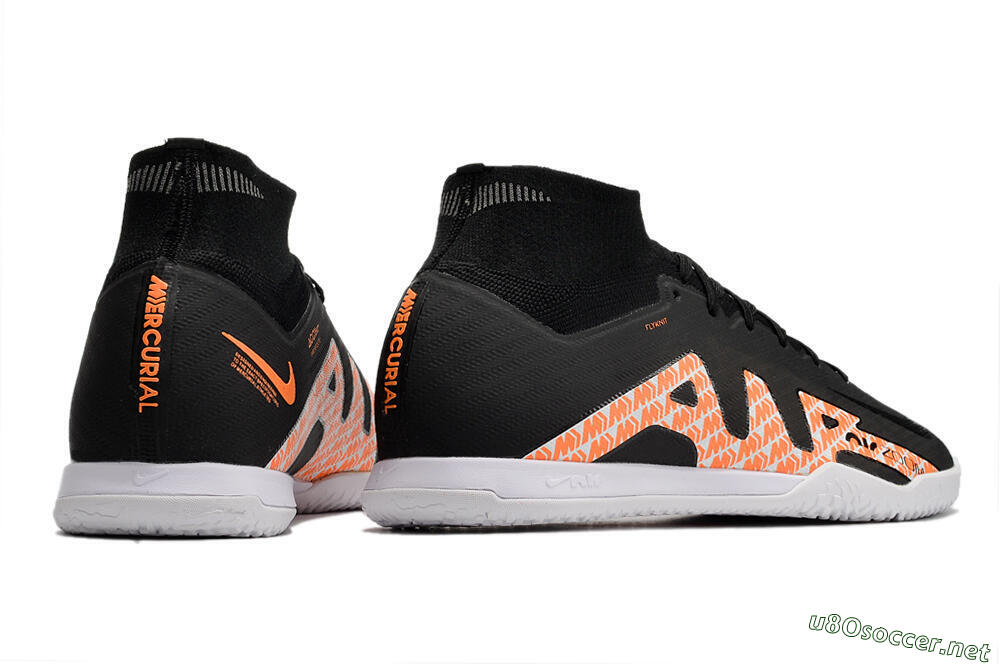 Men's Nike Air Zoom Mercurial Superfly 9 Elite IC Football Shoes - Black/White/Orange 6