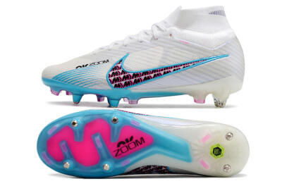 Men's Nike Air Zoom Mercurial Superfly 9 Elite SG Football Boots - White/Blue/Pink
