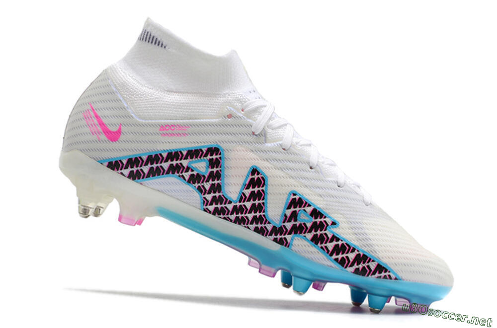 Men's Nike Air Zoom Mercurial Superfly 9 Elite SG Football Boots - White/Blue/Pink 4