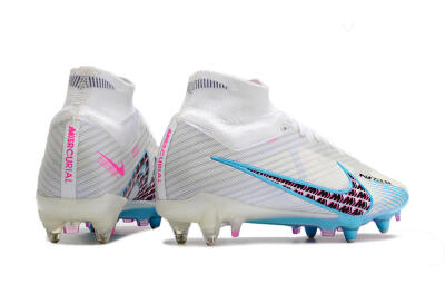 Men's Nike Air Zoom Mercurial Superfly 9 Elite SG Football Boots - White/Blue/Pink