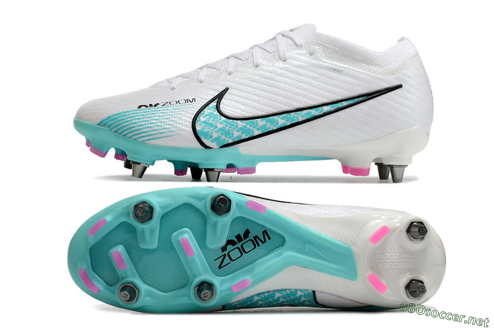 Men's Nike Air Zoom Mercurial Vapor 15 Elite SG Football Boots - White/Blue/Black 1