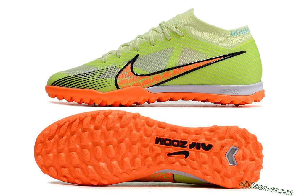 Unisex Nike Air Zoom Mercurial Vapor 15 Elite TF Football Shoes - Green/Black/Orange 1