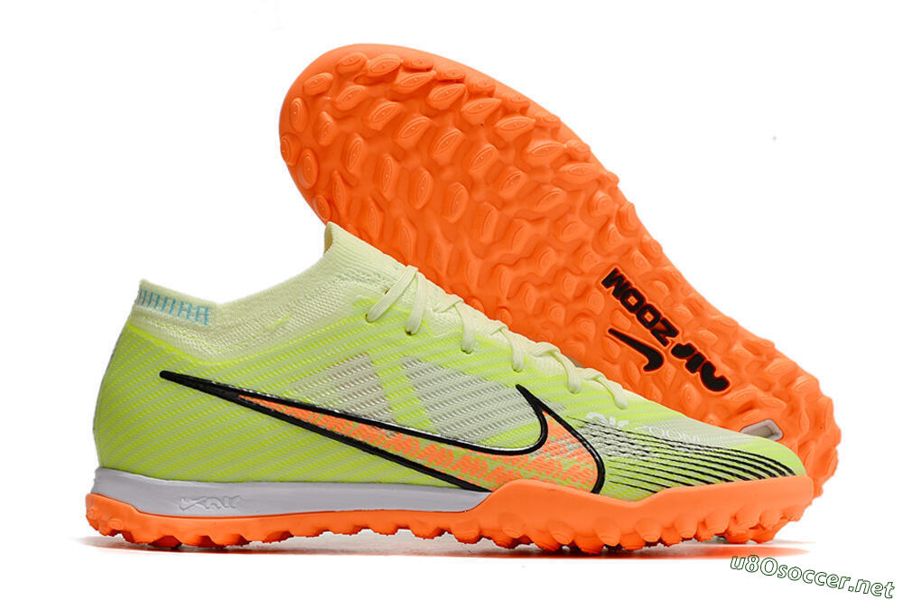 Unisex Nike Air Zoom Mercurial Vapor 15 Elite TF Football Shoes - Green/Black/Orange 2