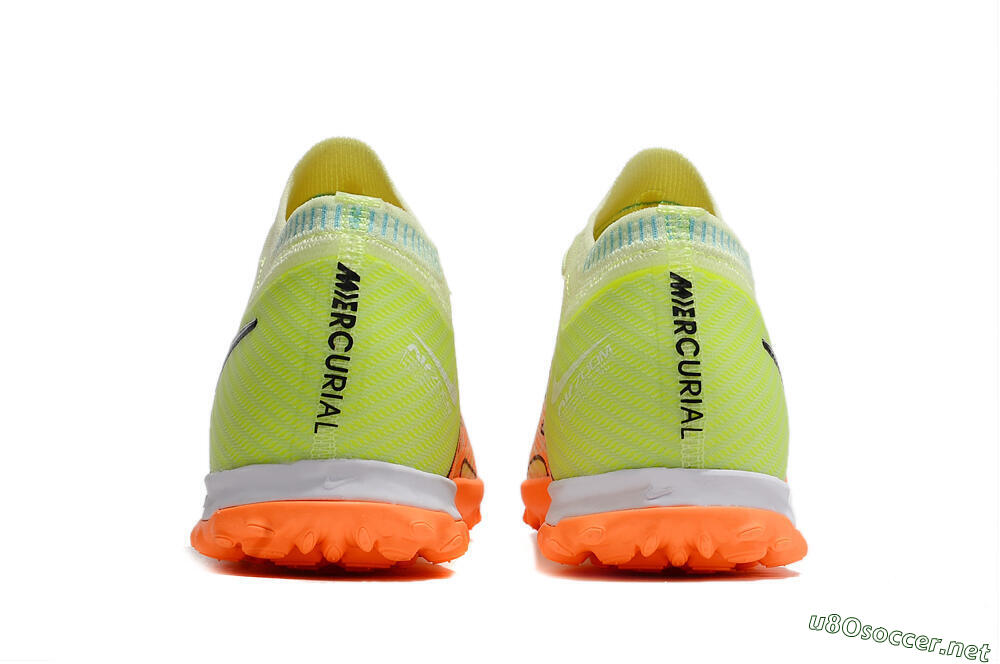 Unisex Nike Air Zoom Mercurial Vapor 15 Elite TF Football Shoes - Green/Black/Orange 5