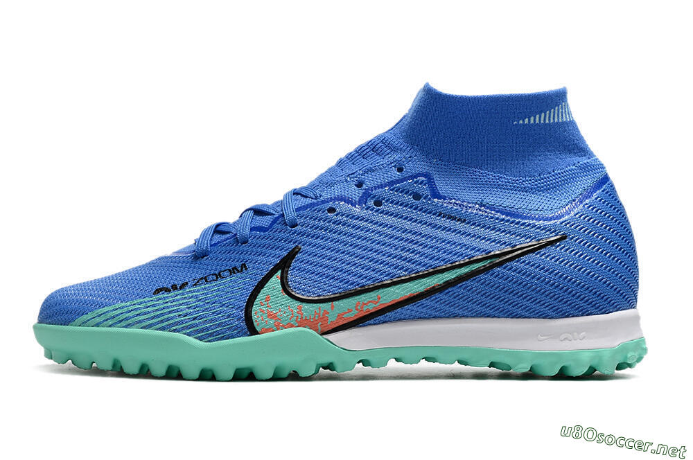 Men's Nike Air Zoom Mercurial Superfly 9 Elite TF Football Shoes - Blue/Green/Black 0