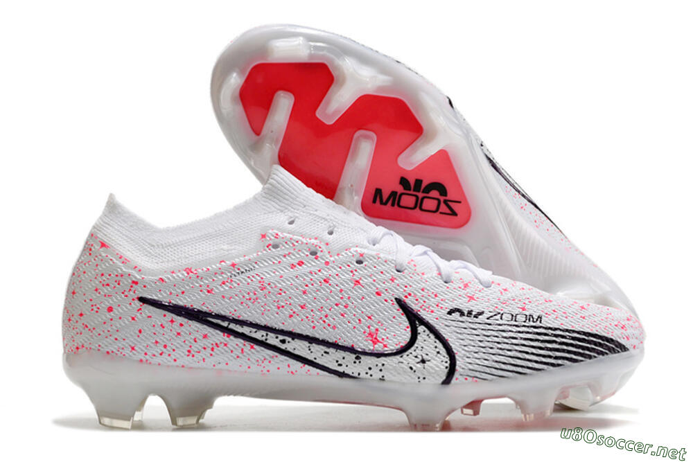 Men's Nike Air Zoom Mercurial Vapor 15 Elite FG Football Boots - White/Pink/Black 2