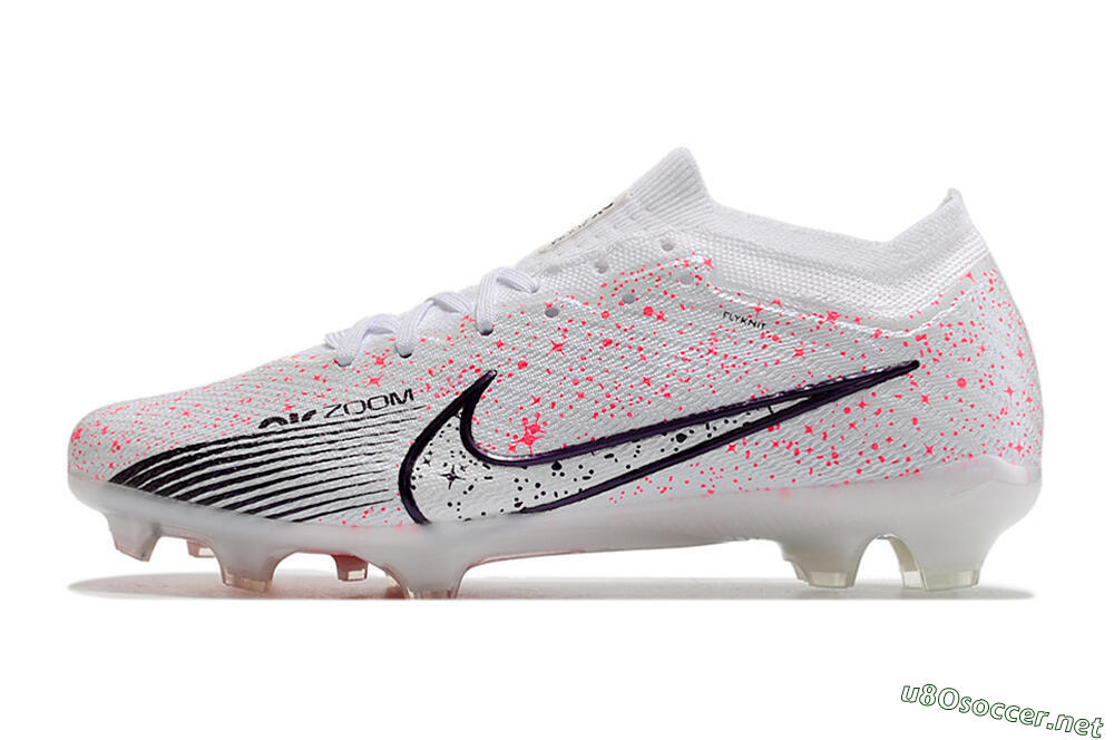 Men's Nike Air Zoom Mercurial Vapor 15 Elite FG Football Boots - White/Pink/Black 0