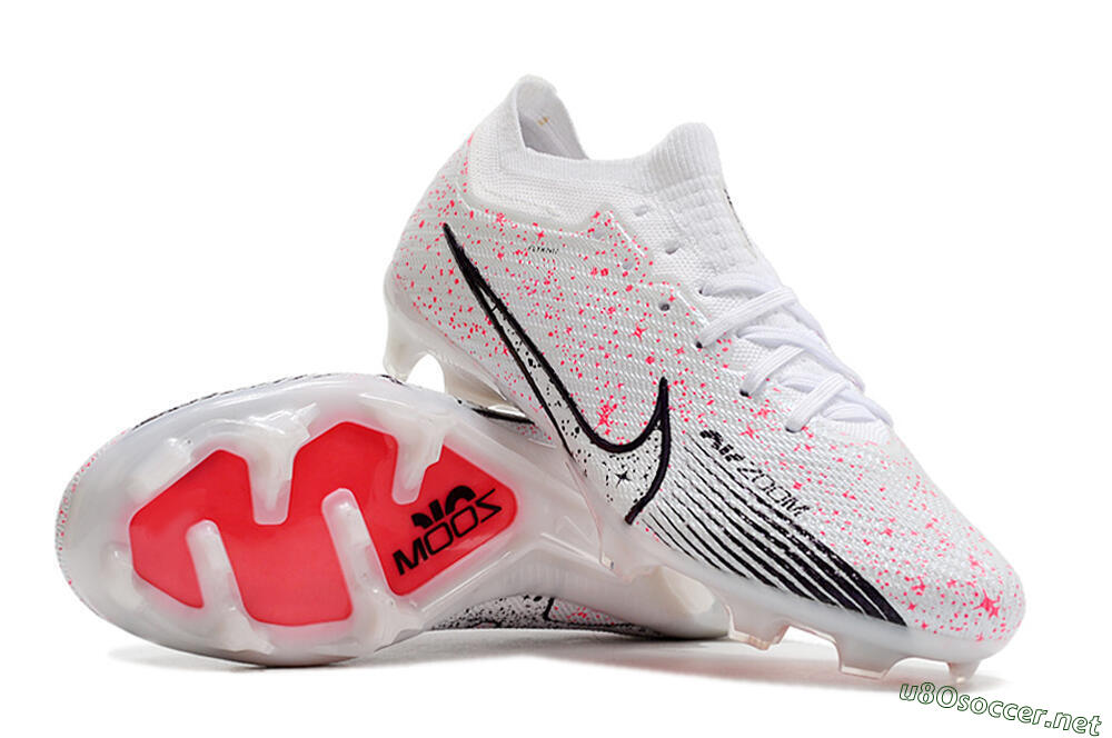 Men's Nike Air Zoom Mercurial Vapor 15 Elite FG Football Boots - White/Pink/Black 1