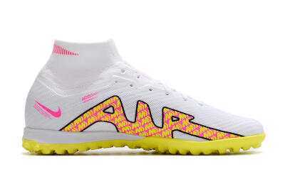 Men's Nike Air Zoom Mercurial Superfly 9 Elite TF Football Shoes - White/Yellow/Pink