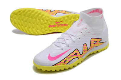 Men's Nike Air Zoom Mercurial Superfly 9 Elite TF Football Shoes - White/Yellow/Pink