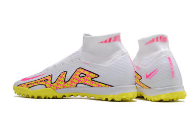 Men's Nike Air Zoom Mercurial Superfly 9 Elite TF Football Shoes - White/Yellow/Pink