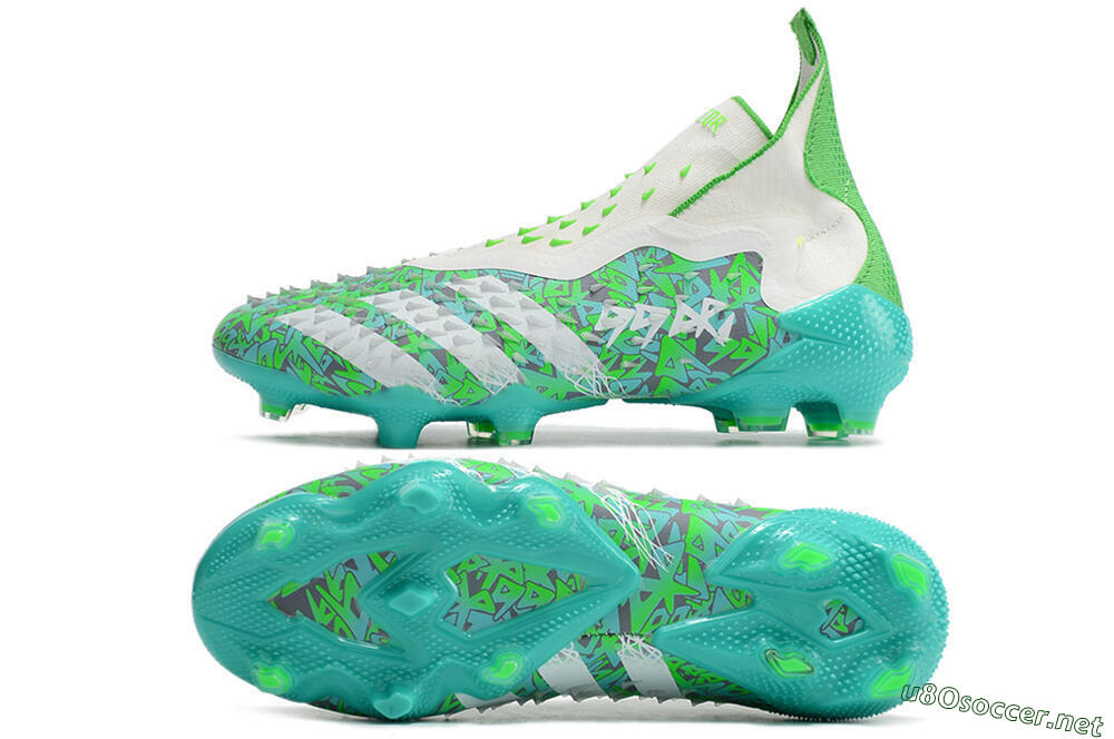 Unisex Adidas Predator Freak+ FG Football Boots - White/Green 1