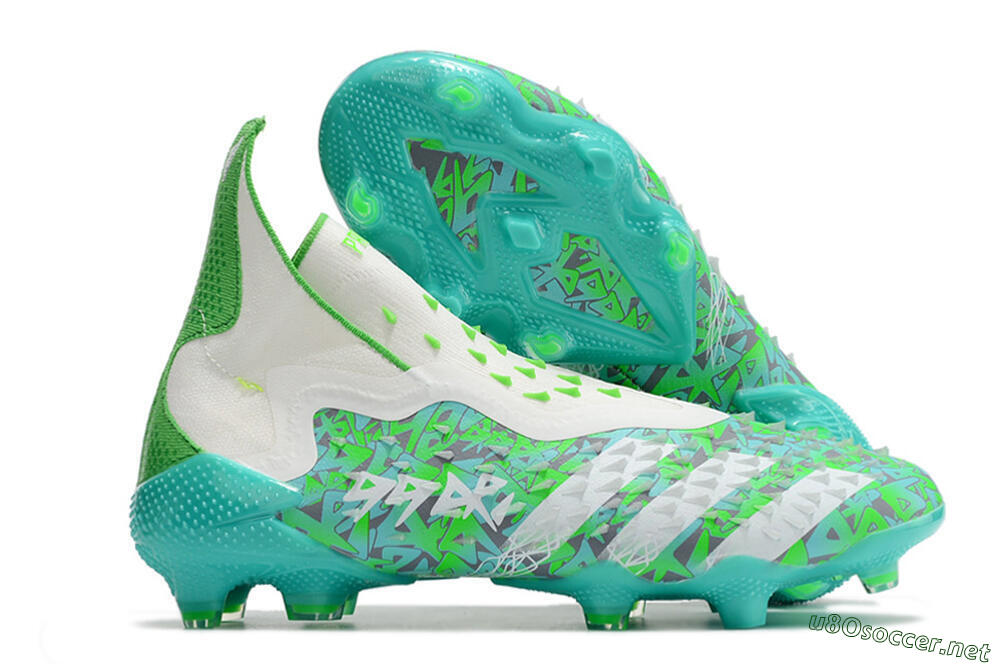 Unisex Adidas Predator Freak+ FG Football Boots - White/Green 2