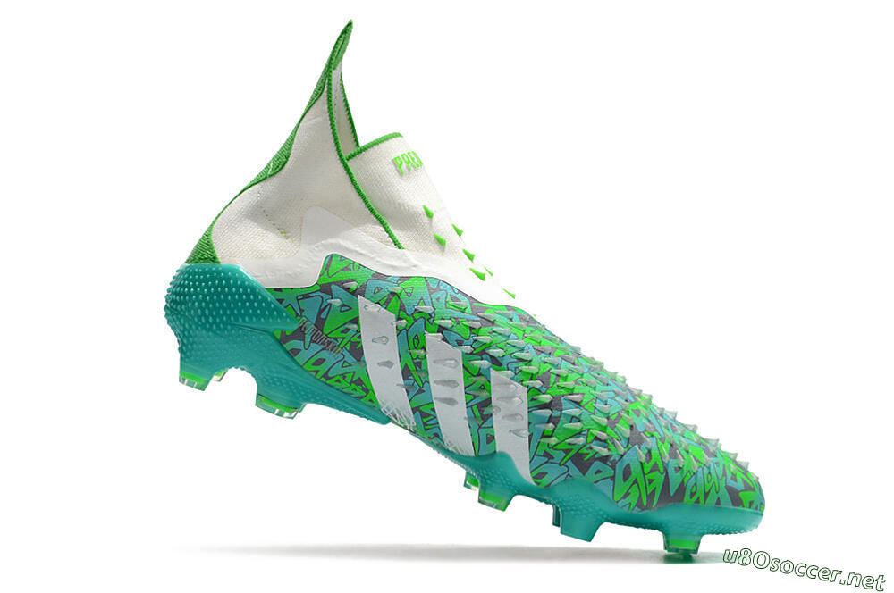 Unisex Adidas Predator Freak+ FG Football Boots - White/Green 4