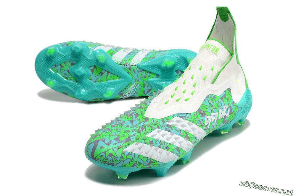 Unisex Adidas Predator Freak+ FG Football Boots - White/Green 3