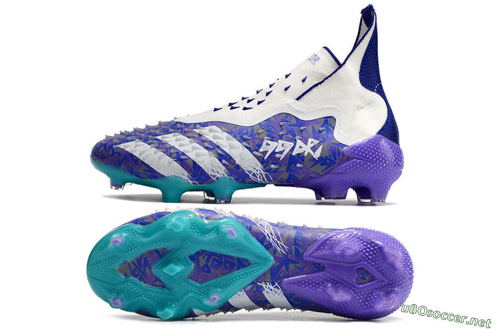 Unisex Adidas Predator Freak+ FG Football Boots - White/Purple/Blue 1