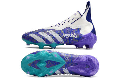 Unisex Adidas Predator Freak+ FG Football Boots - White/Purple/Blue