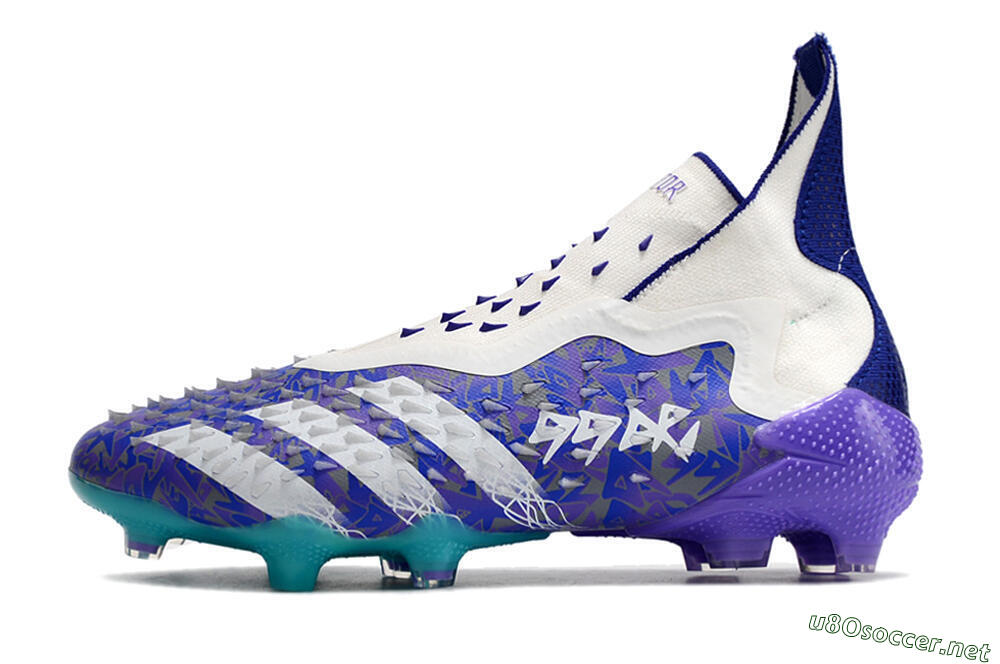 Unisex Adidas Predator Freak+ FG Football Boots - White/Purple/Blue 0