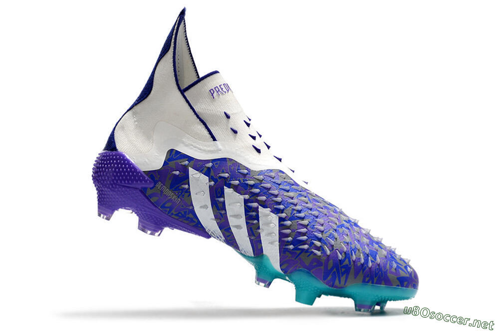 Unisex Adidas Predator Freak+ FG Football Boots - White/Purple/Blue 4