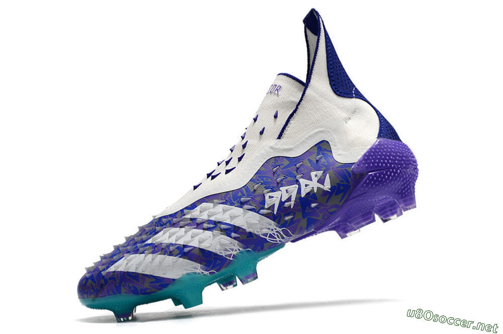 Unisex Adidas Predator Freak+ FG Football Boots - White/Purple/Blue 5