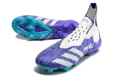 Unisex Adidas Predator Freak+ FG Football Boots - White/Purple/Blue