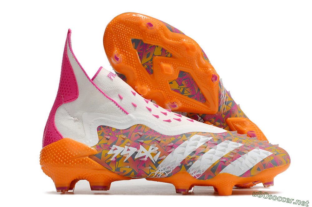Unisex Adidas Predator Freak+ FG Football Boots - White/Orange 2