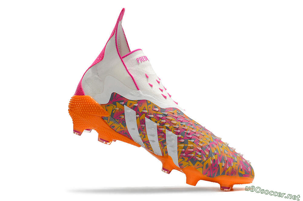 Unisex Adidas Predator Freak+ FG Football Boots - White/Orange 4