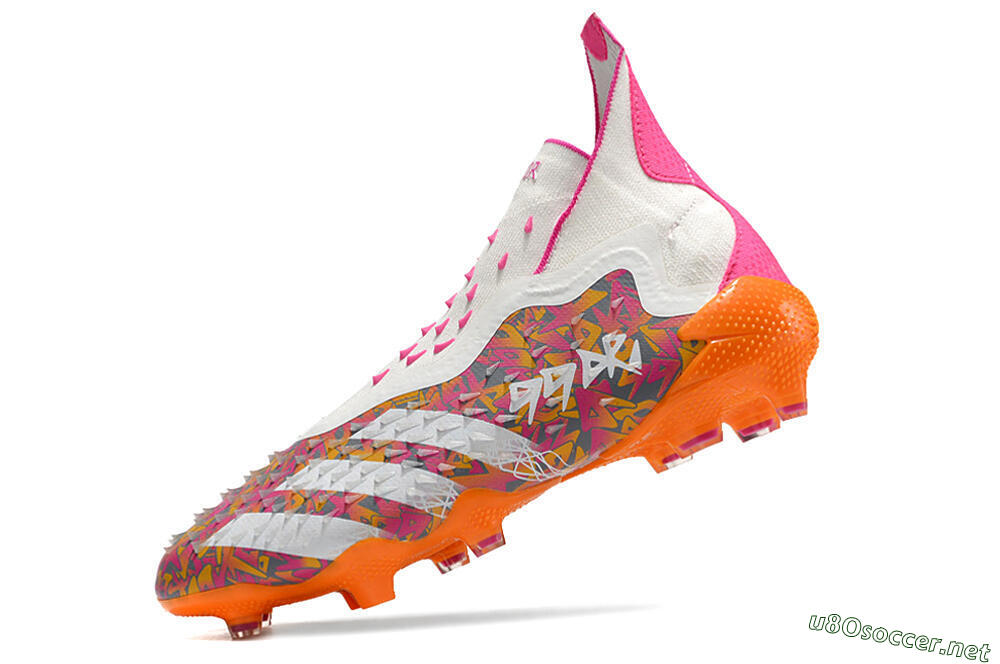 Unisex Adidas Predator Freak+ FG Football Boots - White/Orange 5
