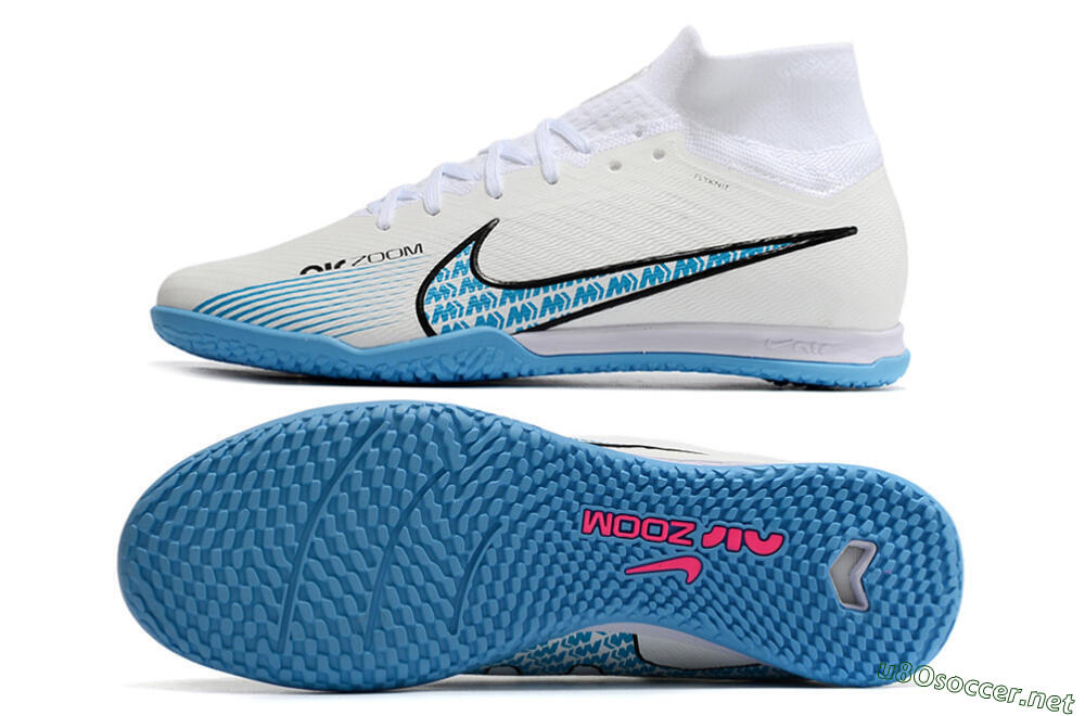 Unisex Nike Air Zoom Mercurial Superfly 9 Elite IC Football Shoes - White/Blue/Black 1