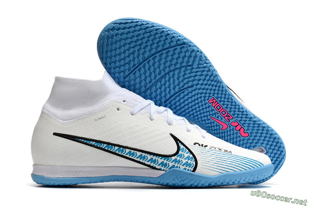 Unisex Nike Air Zoom Mercurial Superfly 9 Elite IC Football Shoes - White/Blue/Black 2