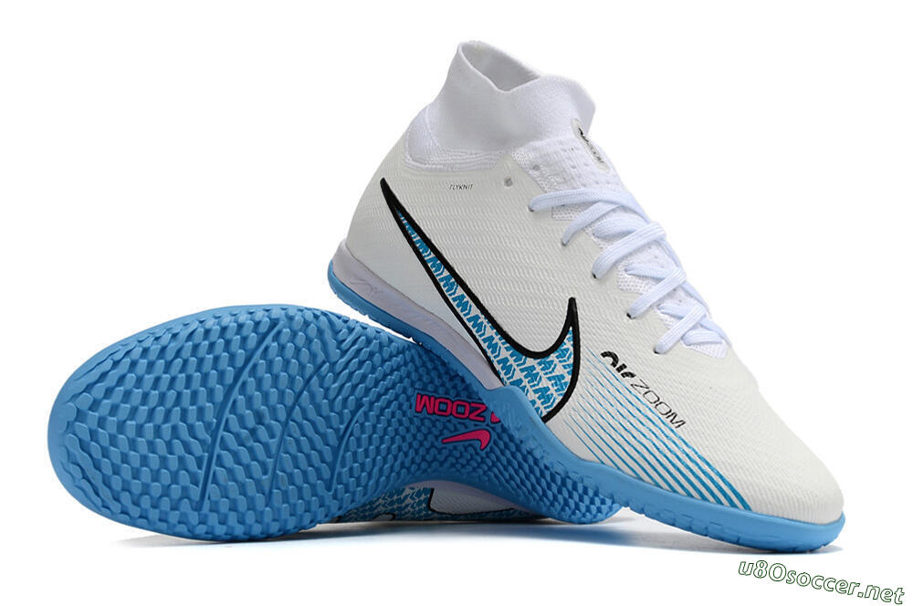 Unisex Nike Air Zoom Mercurial Superfly 9 Elite IC Football Shoes - White/Blue/Black 3