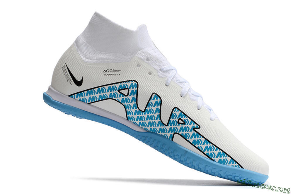 Unisex Nike Air Zoom Mercurial Superfly 9 Elite IC Football Shoes - White/Blue/Black 4