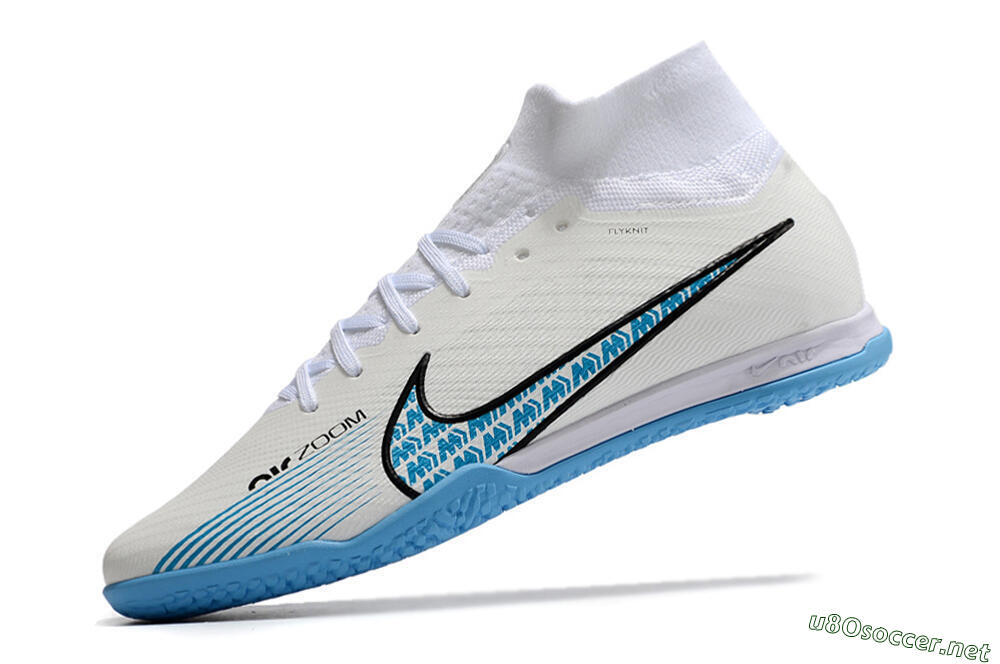 Unisex Nike Air Zoom Mercurial Superfly 9 Elite IC Football Shoes - White/Blue/Black 5
