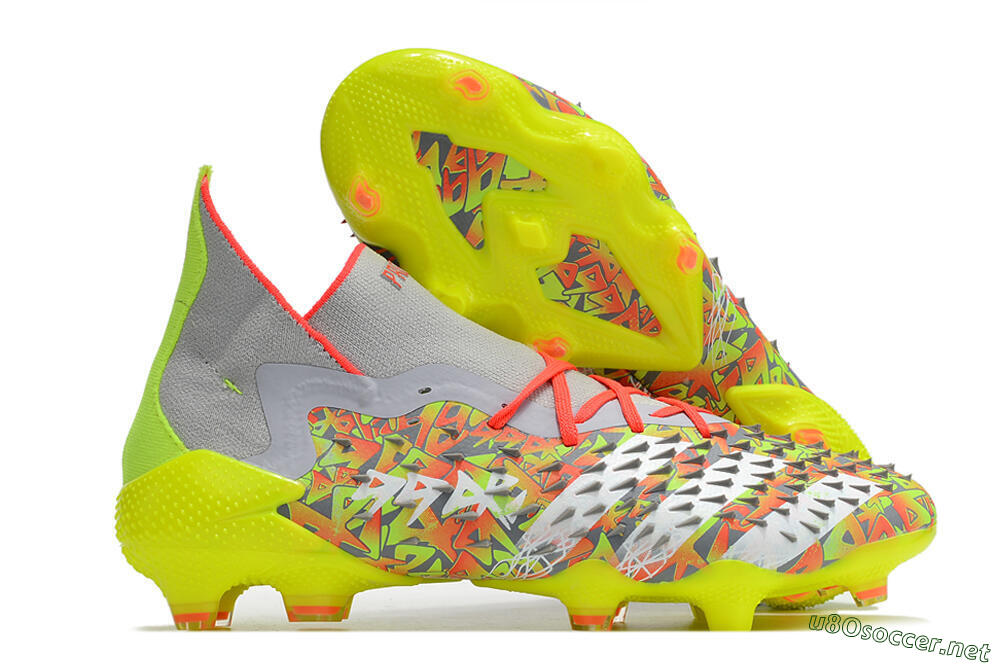 Unisex Adidas Predator Freak.1 FG Football Boots - Grey/Yellow/Orange 2